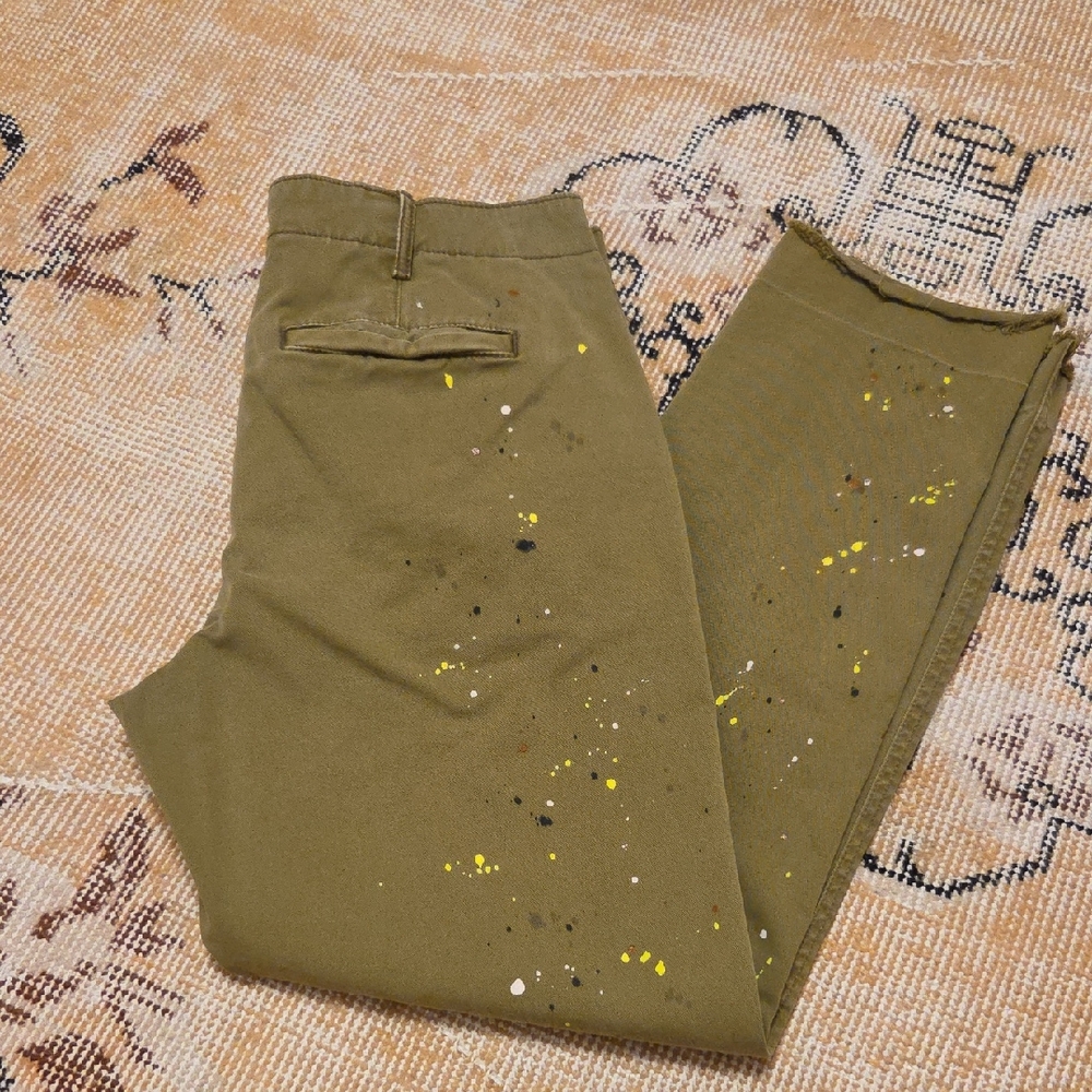 GAP Women's High Rise Straight Khaki Paint-Splatter Chinos
